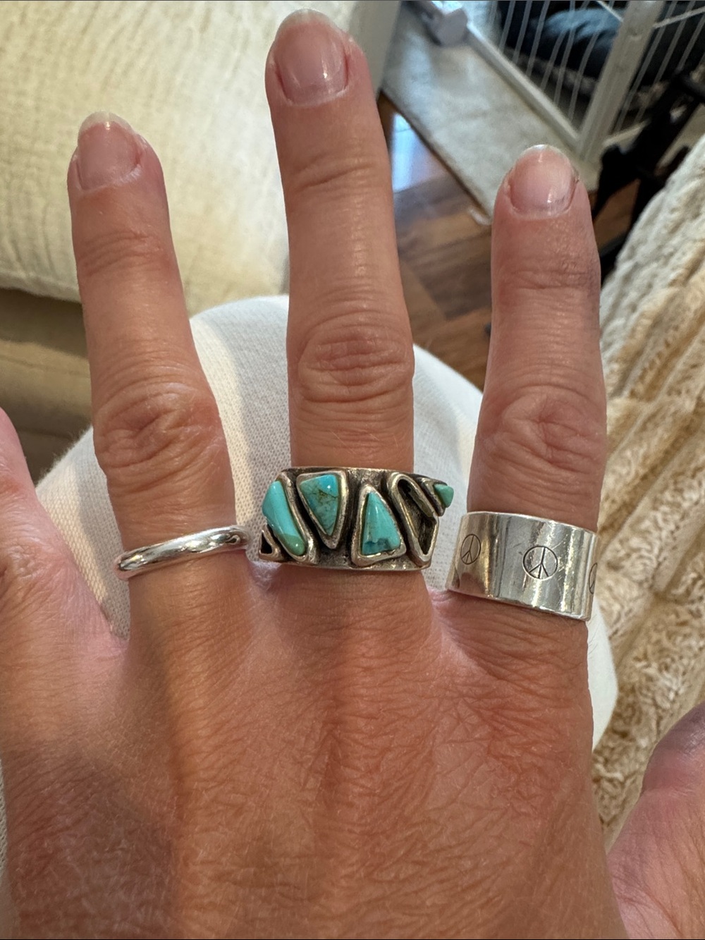 Sterling boho turquoise ring